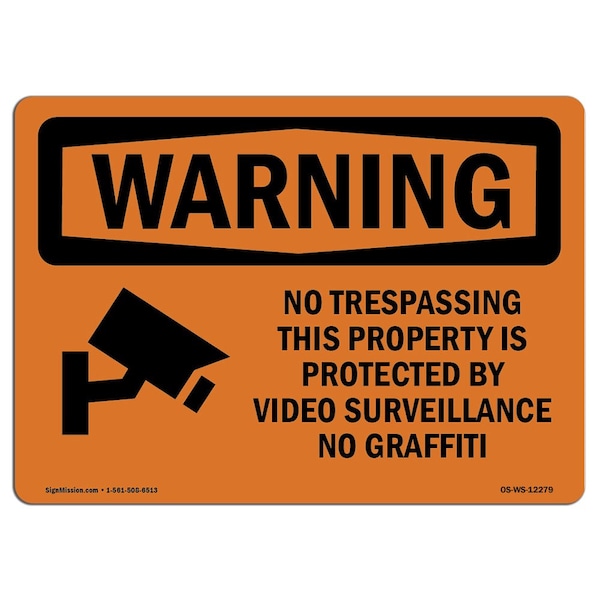 Safety Sign, OSHA WARNING, 18" Height, 24" Width, No Trespassing This Property, Landscape